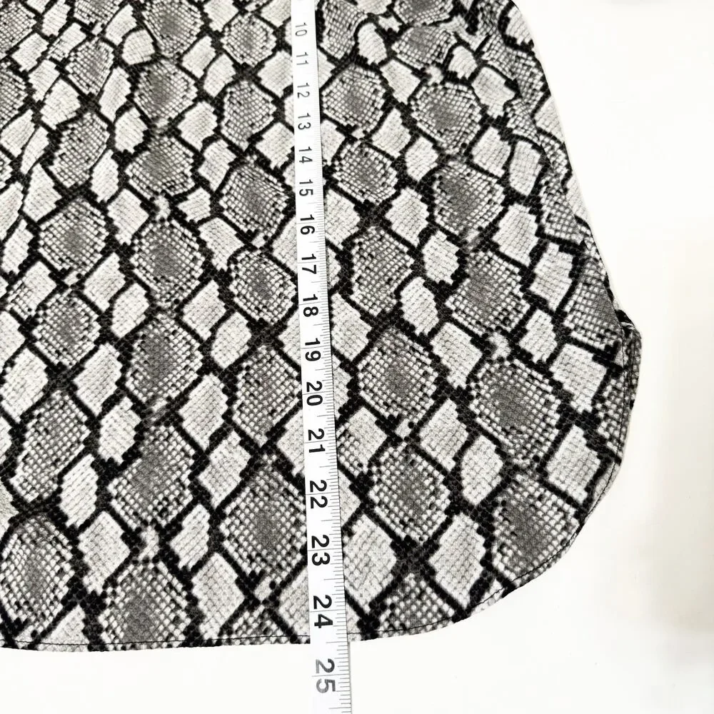Michael Kors Leopard Print Peasant Blouse Womens Large Tie Sleeve Animal Print
